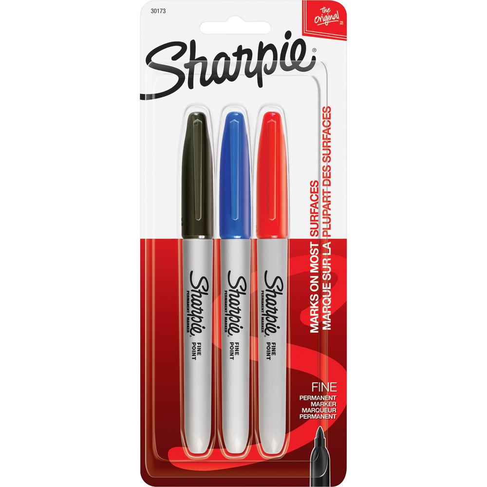 Sharpie Fine Point Permanent Marker - Fine Marker Point - Assorted Alcohol Based Ink - 3 / Pack. The main picture.