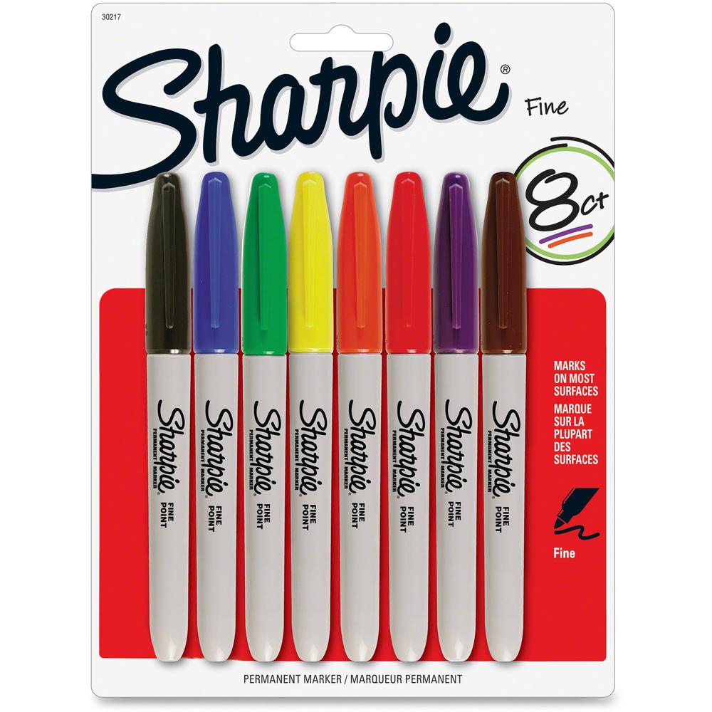 Sharpie Fine Point Permanent Marker - Fine Marker Point - Assorted Alcohol Based Ink - 8 / Pack. Picture 1