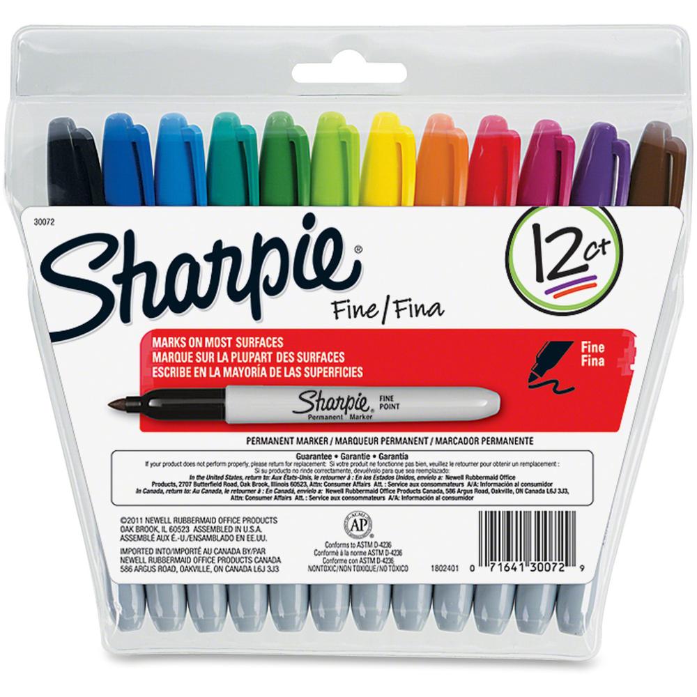 Sharpie Fine Point Permanent Marker - Fine Marker Point - Assorted Alcohol Based Ink - 12 / Set. Picture 1