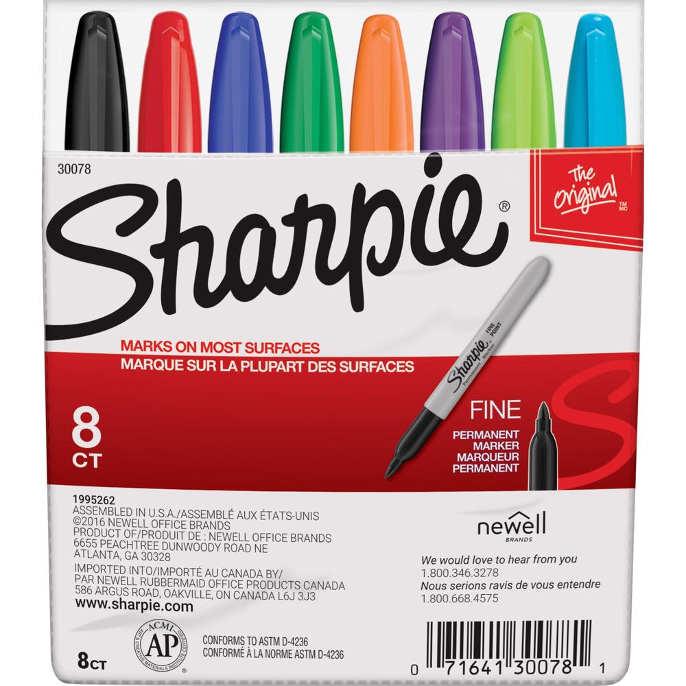 Sharpie Fine Point Permanent Marker - Fine Marker Point - Assorted Alcohol Based Ink - 1 Set. Picture 1