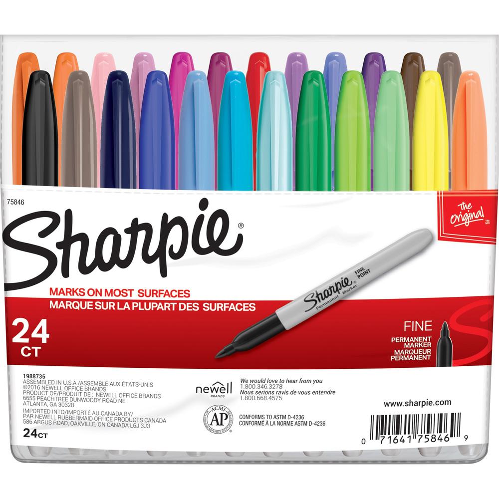 Sharpie Fine Point Permanent Marker - Fine Marker Point - 1 mm Marker Point Size - Black, Blue, Red, Green, Yellow, Purple, Brown, Orange, Berry, Lime, Aqua, ... Alcohol Based Ink - 1 Set. Picture 1