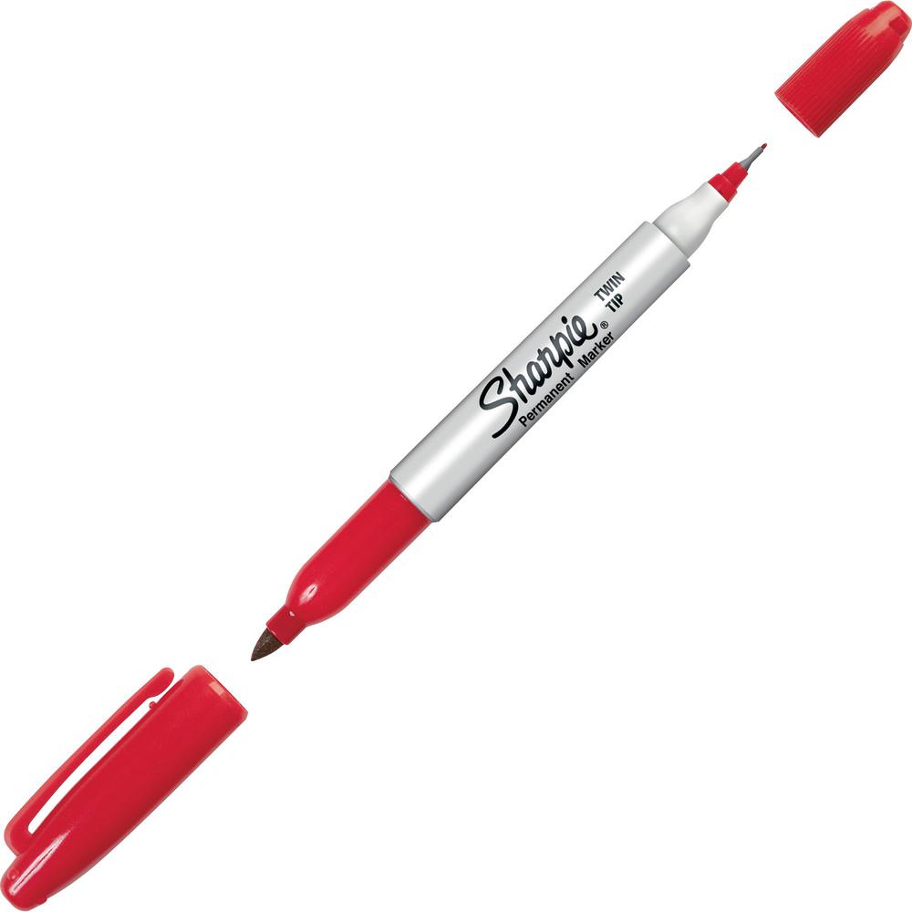 Sharpie Twin Tip Permanent Marker - Fine, Ultra Fine Marker Point - Red Alcohol Based Ink - 1 Dozen. The main picture.
