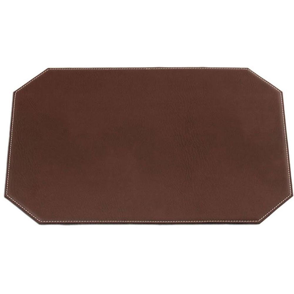 Dacasso Brown Leatherette 17" X 12" Placemat - Home, Office, Conference Room - 17" Length x 12" Width - Rectangle - Synthetic Suede, Leatherette, Synthetic Leather - Brown. Picture 1