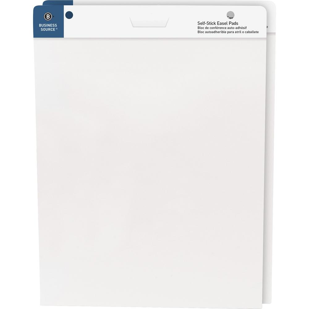 Business Source Self-stick Easel Pads - 30 Sheets - Plain - 25" x 30" - White Paper - Cardboard Cover - Self-stick - 2 / Carton. Picture 1