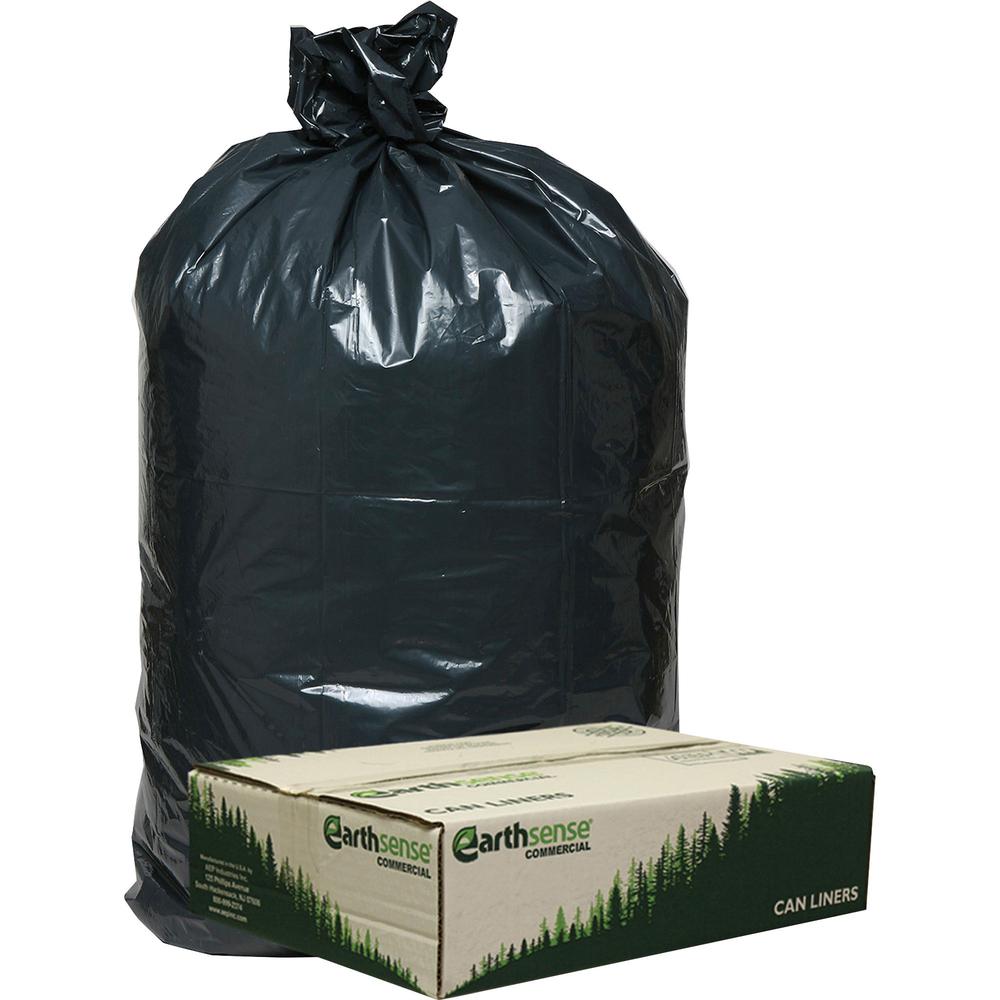 Berry Low Density Recycled Can Liners - Medium Size - 33 gal Capacity - 32.50" Width x 40" Length - 0.90 mil (23 Micron) Thickness - Low Density - Black - Plastic, Resin - 80/Carton - Garbage - Recycl. Picture 1