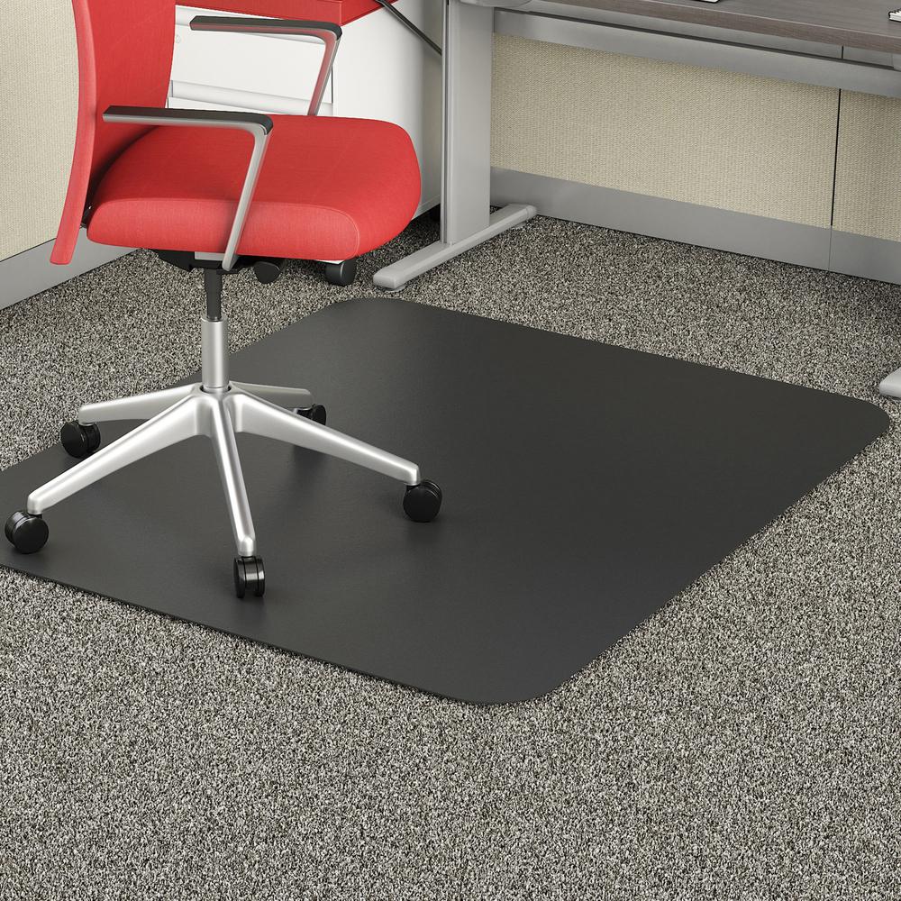 Deflecto EconoMat Chair Mat - Floor, Office, Carpeted Floor, Breakroom - 53" Length x 45" Width - Rectangular - Vinyl - Black - 1Each. Picture 1