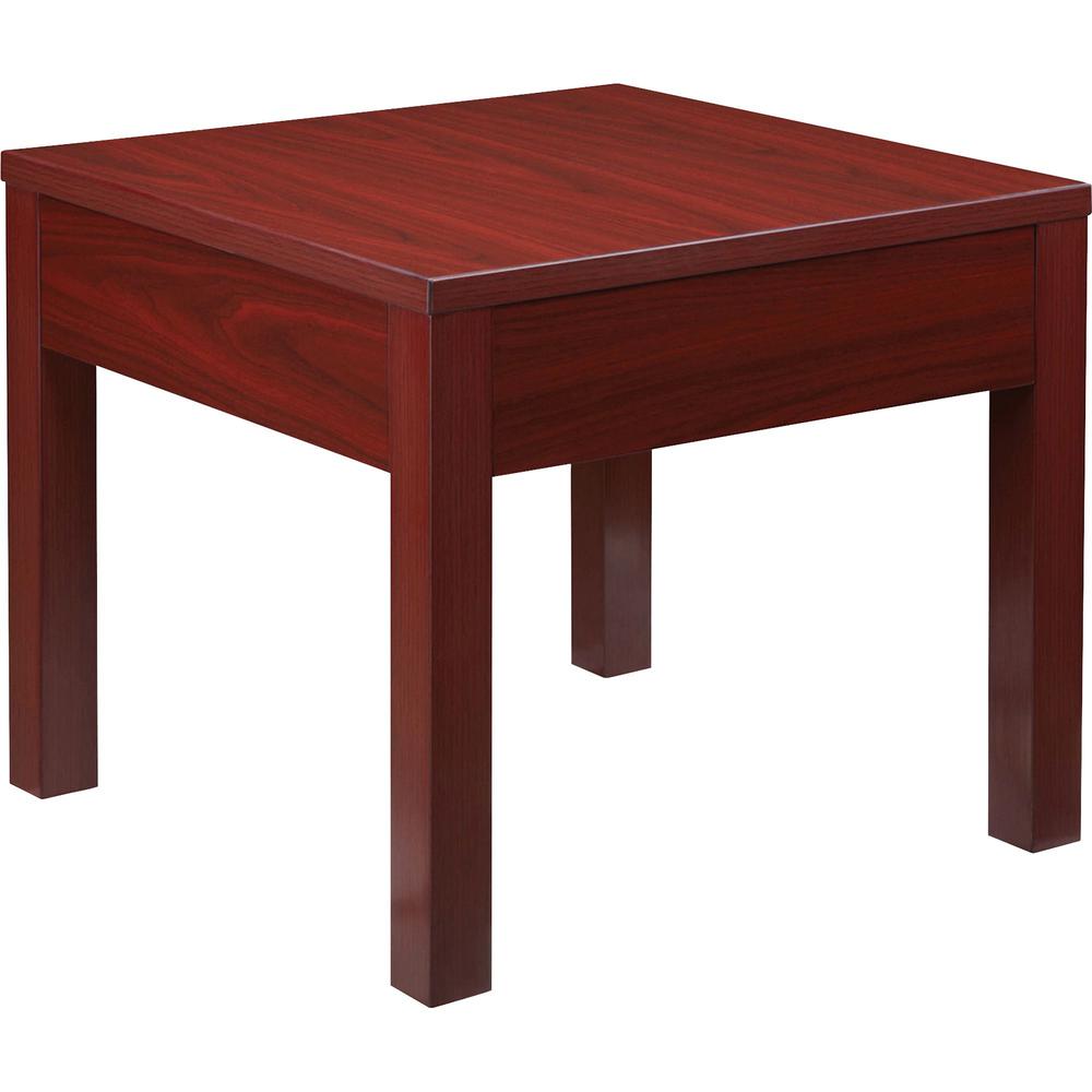 Lorell Occasional Corner Table - Square Top - Square Leg Base - 24" Table Top Length x 24" Table Top Width x 1" Table Top Thickness - 20" Height x 23.88" Width x 23.88" Depth - Assembly Required - Mah. Picture 1