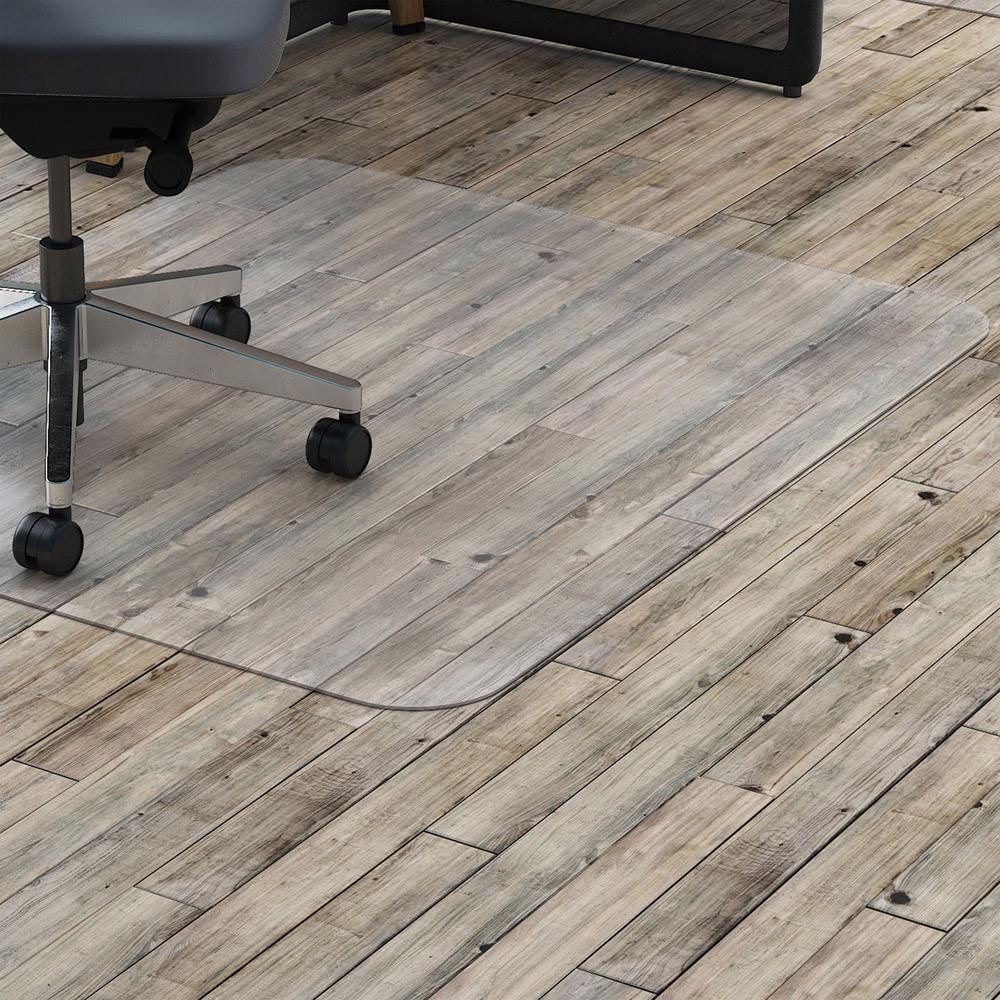Lorell Hard Floor Rectangler Polycarbonate Chairmat - Hard Floor, Vinyl Floor, Tile Floor, Wood Floor - 48" Length x 36" Width x 0.13" Thickness - Rectangle - Polycarbonate - Clear. The main picture.