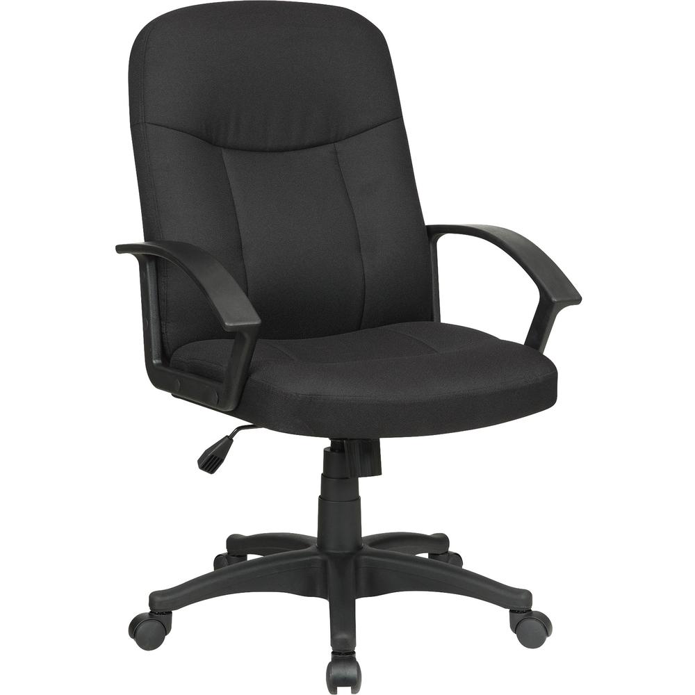 Lorell Executive Fabric Mid-Back Chair - Black Fabric Seat - Black Fabric Back - Black Frame - 5-star Base - 1 Each. Picture 1
