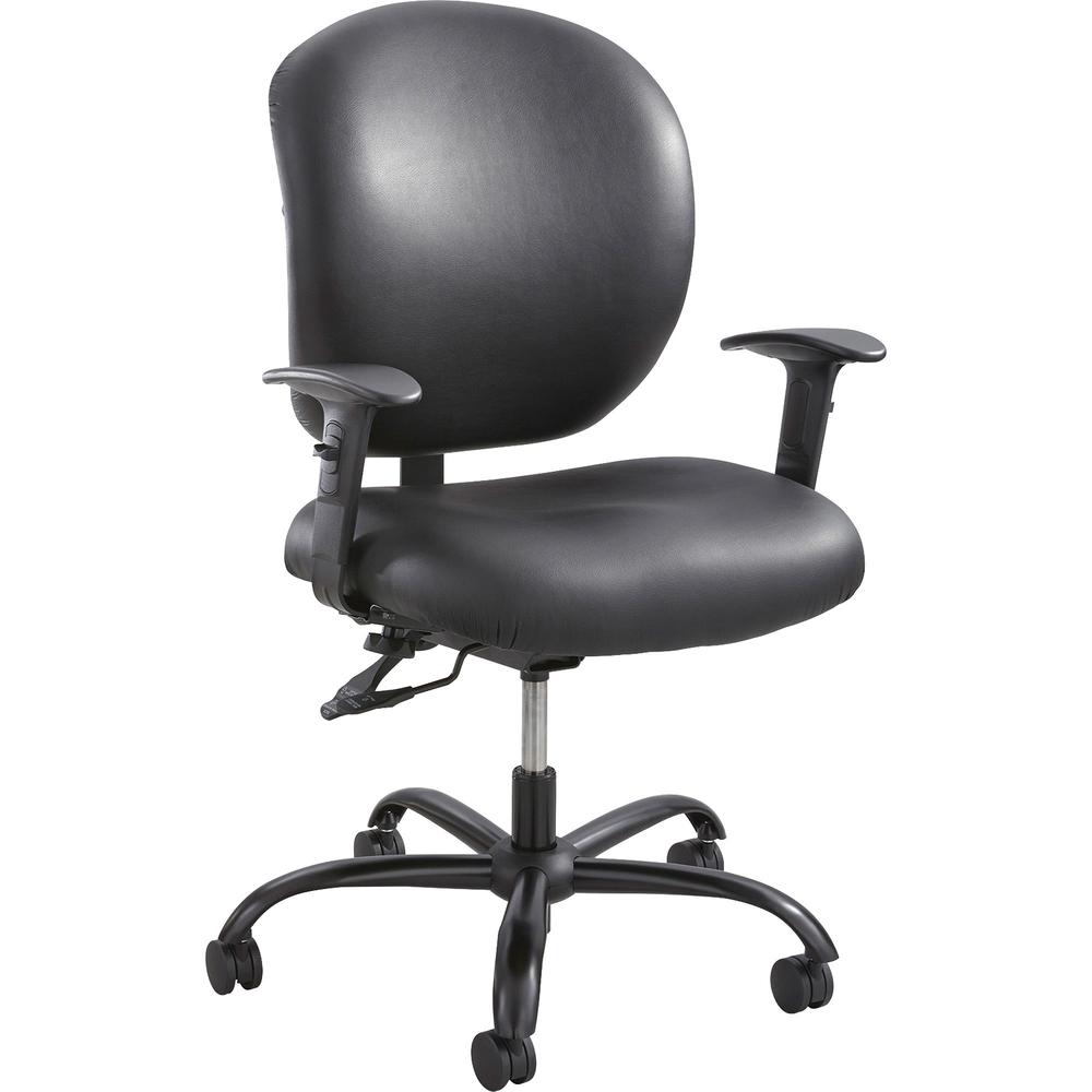 Safco Alday 24/7 Task Chair - Black Polyester Seat - Black Vinyl Back - 5-star Base - Black - 1 Each. Picture 1