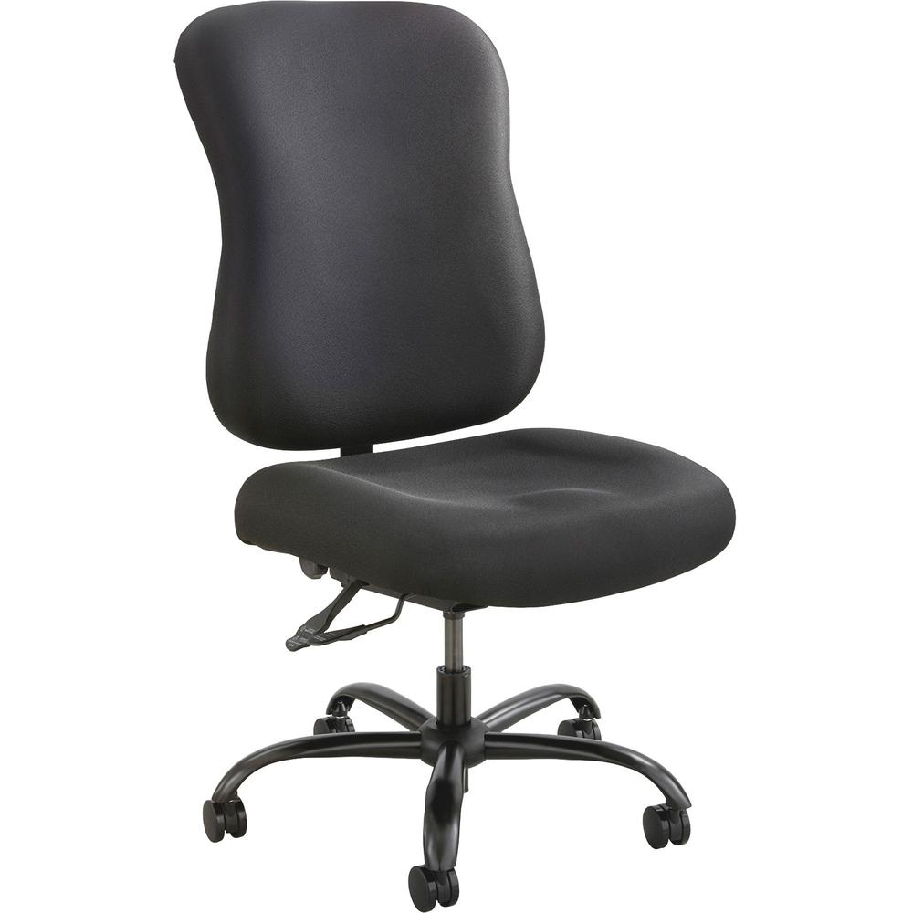 Safco Optimus Big and Tall Chair - Black High-density Polyurethane (HDPU) Seat - Black Back - 5-star Base - 1 Each. Picture 1