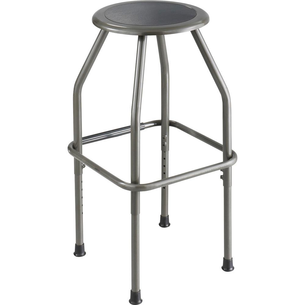 Safco Adjustable Height Diesel Stool Trolley - Polyurethane Seat - Powder Coated Steel Frame - Four-legged Base - Pewter - 1 Each. Picture 1