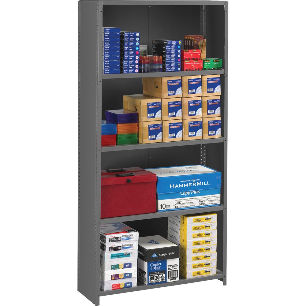 Tennsco ESP Closed Commercial Shelving - 75" Height x 36" Width x 18" Depth - Recycled - Medium Gray - Steel - 1Each - 5 Shelf. Picture 1