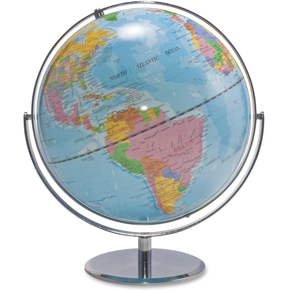Advantus 12" Political World Globe - 13" Width x 16" Height - 12" Diameter - Multi. Picture 1