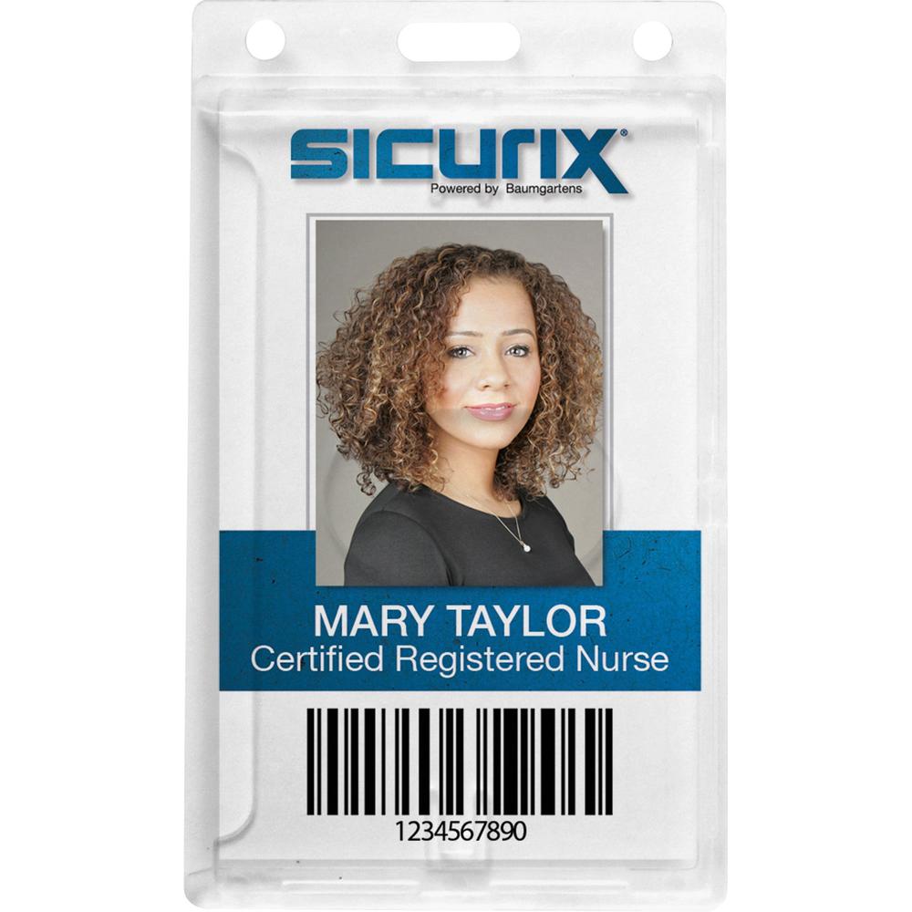 SICURIX Rigid PC ID Badge Dispensers with Thumb Slot - Vertical - Support 2.50" x 3.50" Media - Vertical - Polycarbonate - 25 / Pack - Clear. Picture 1