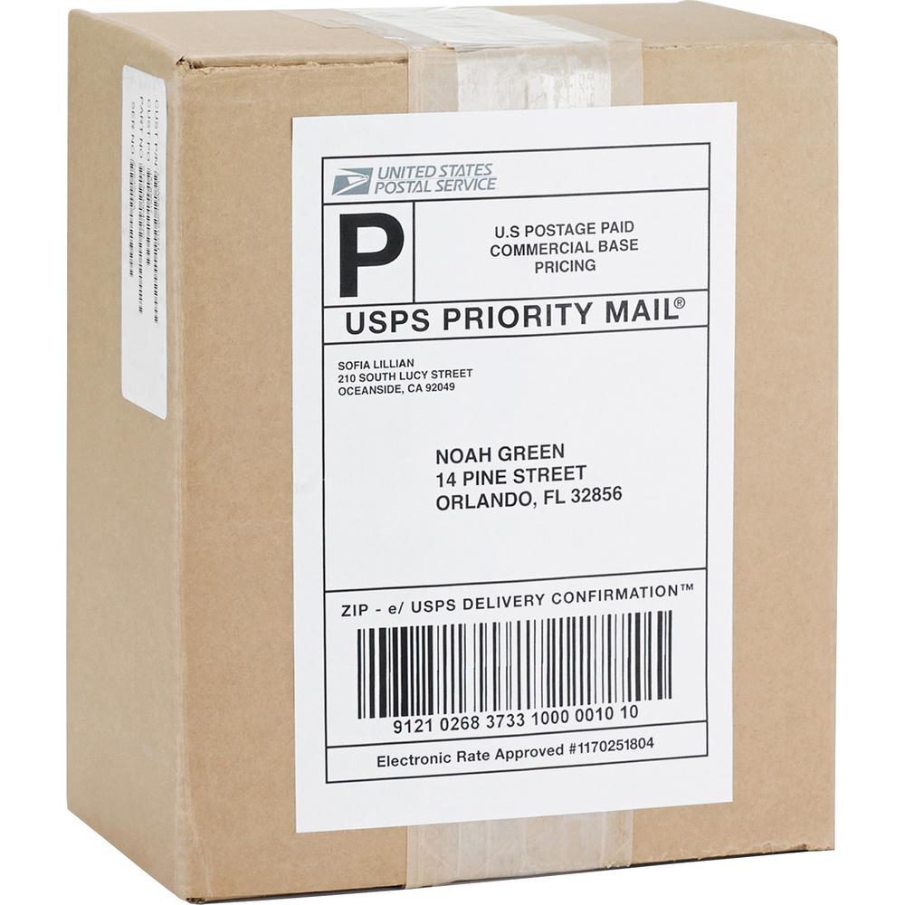 Business Source Bright White Premium-quality Internet Shipping Labels - 5 1/2" x 8 1/2" Length - Permanent Adhesive - Rectangle - Laser, Inkjet - White - 2 / Sheet - 100 Total Sheets - 200 / Box. The main picture.