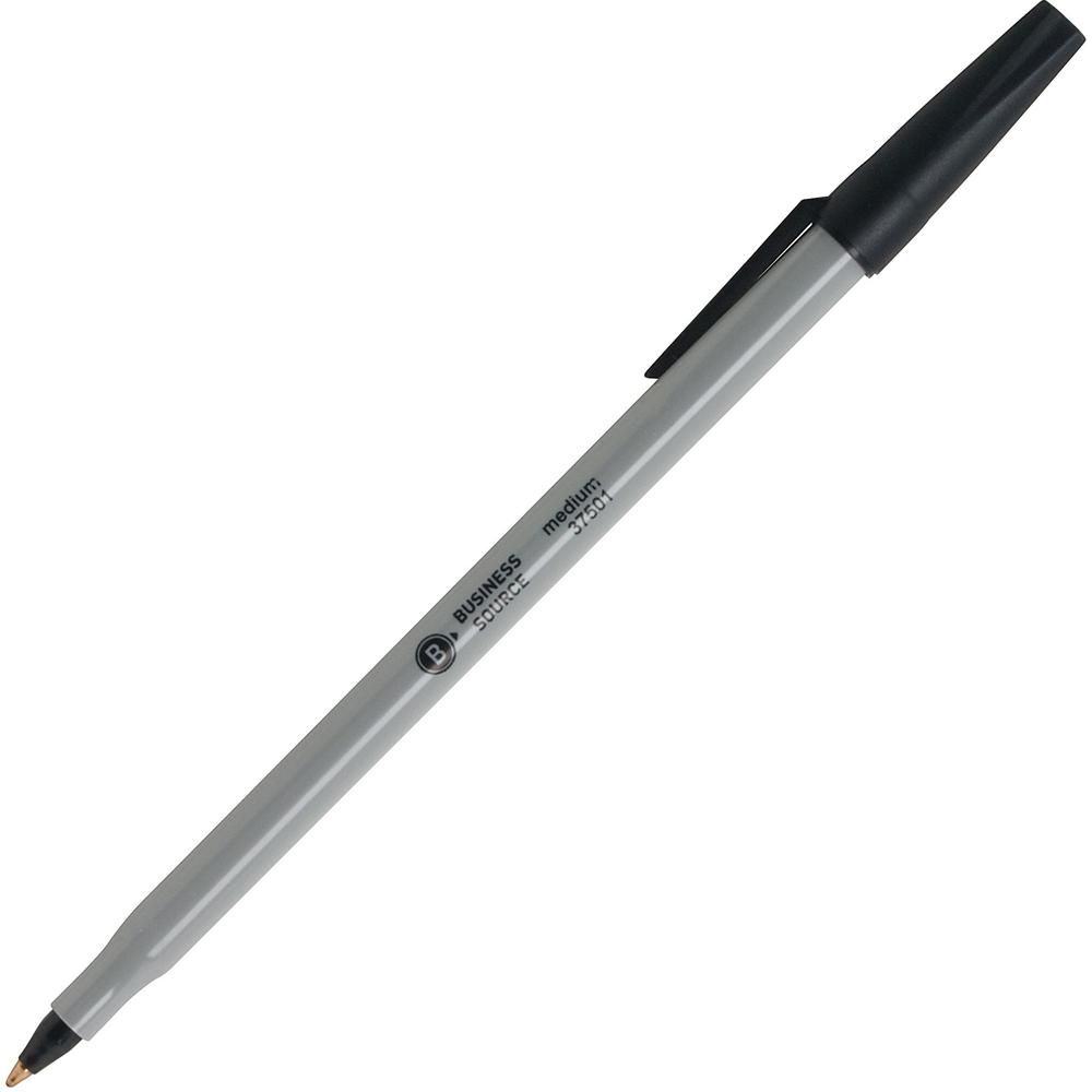 Business Source Bulk Pack Ballpoint Stick Pens - Medium Pen Point - Black - Tungsten Carbide Tip - 60 / Box. Picture 1