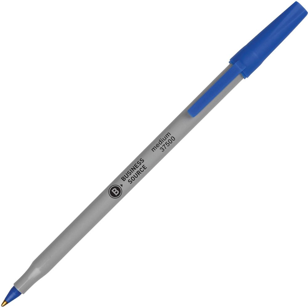 Business Source Bulk Pack Ballpoint Stick Pens - Medium Pen Point - Blue - Tungsten Carbide Tip - 60 / Box. Picture 1
