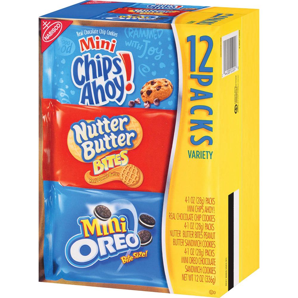 Nabisco Bite-size Cookie Variety Pack - Chocolate Chip, Peanut Butter - 1 Serving Bag - 1 oz - 48 / Carton. The main picture.