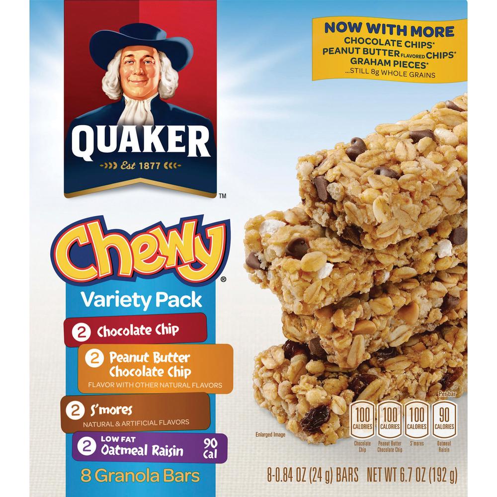 Quaker Oats Chewy Granola Bars Variety Pack - Individually Wrapped - Assorted - 6.70 oz - 8 / Box. The main picture.