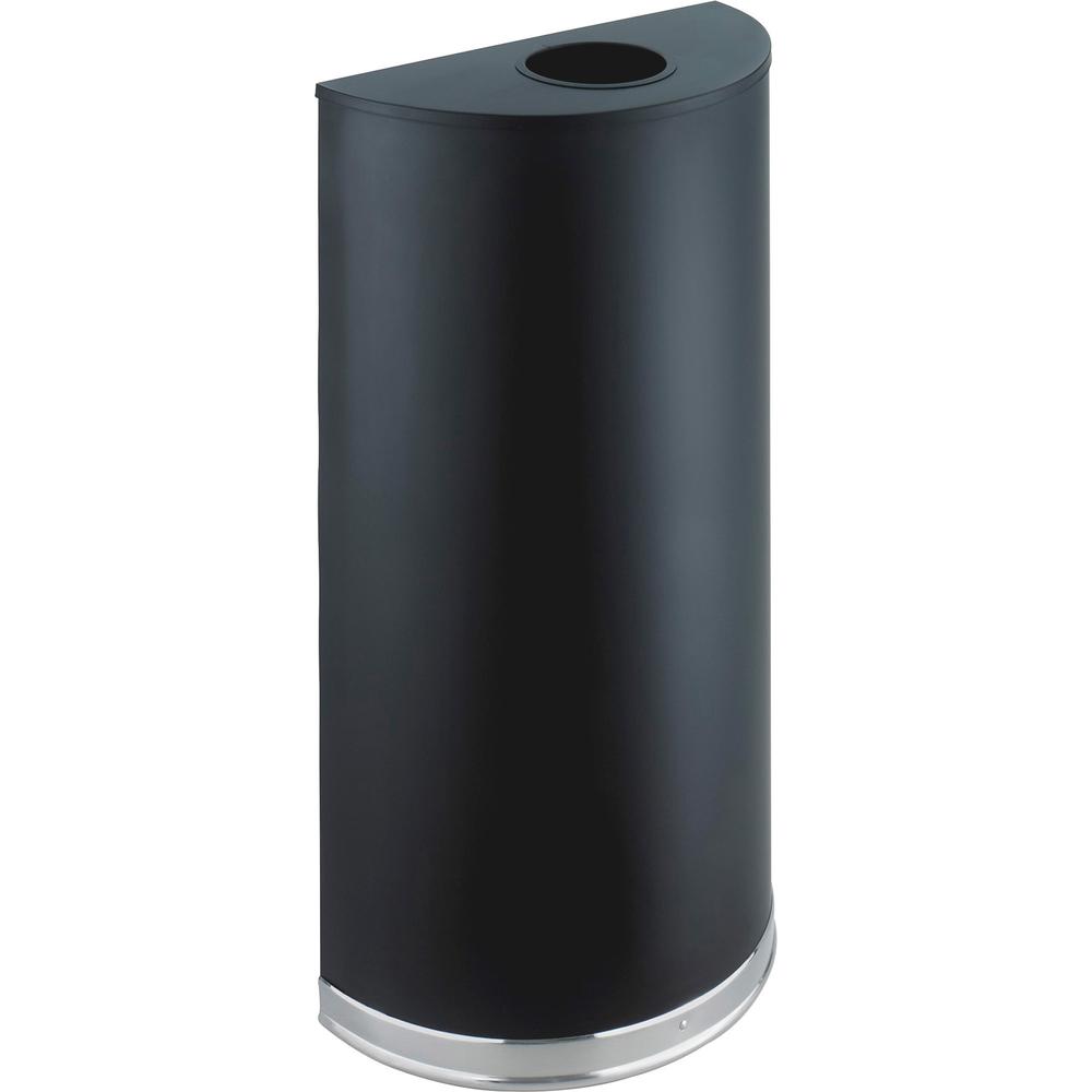 Safco Half Round Receptacle - 12.50 gal Capacity - Half-round - 32.5" Height x 17.5" Width x 9" Depth - Steel, Rubber, Plastic - Black - 1 Each. Picture 1