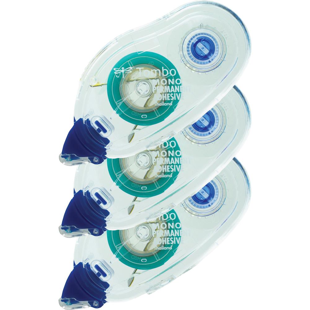 Tombow Mono Permanent Adhesive Applicator Refill - 13.11 yd Length x 0.33" Width - 3 / Pack - Clear. The main picture.