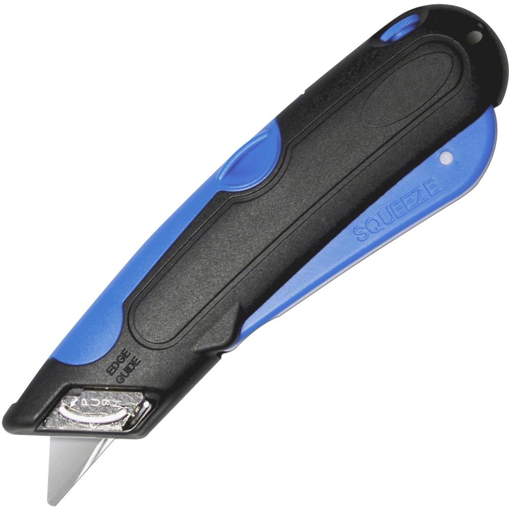 Garvey Cosco EasyCut Self-retracting Blade Carton Cutter - Self-retractable, Locking Blade - Stainless Steel, Plastic - Blue, Black - 1 Each. Picture 1