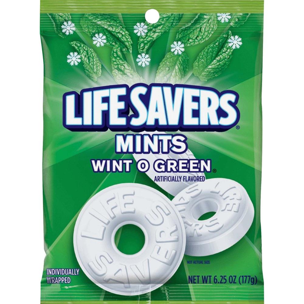 Wrigley Life Savers Mints Wint O Green Hard Candies - Wintergreen - Individually Wrapped - 6.25 oz - 1 / Bag. The main picture.