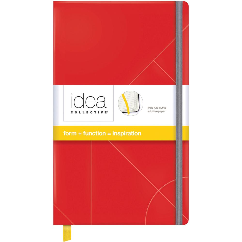 TOPS Idea Collective Hard Cover Journal - 120 Sheets - 5" x 8 1/4" - 0.63" x 5" x 8.3" - Cream Paper - Red Cover - Acid-free, Durable Cover, Ribbon Marker, Elastic Closure, Pocket - 1 Each. Picture 1