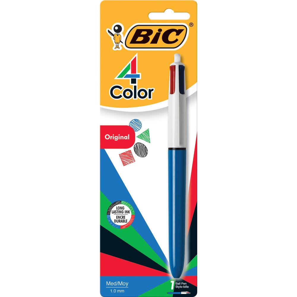 BIC 4-Color Retractable Pen - Fine, Medium Pen Point - Refillable - Retractable - Multi, Black, Red, Green - 1 / Pack. Picture 1