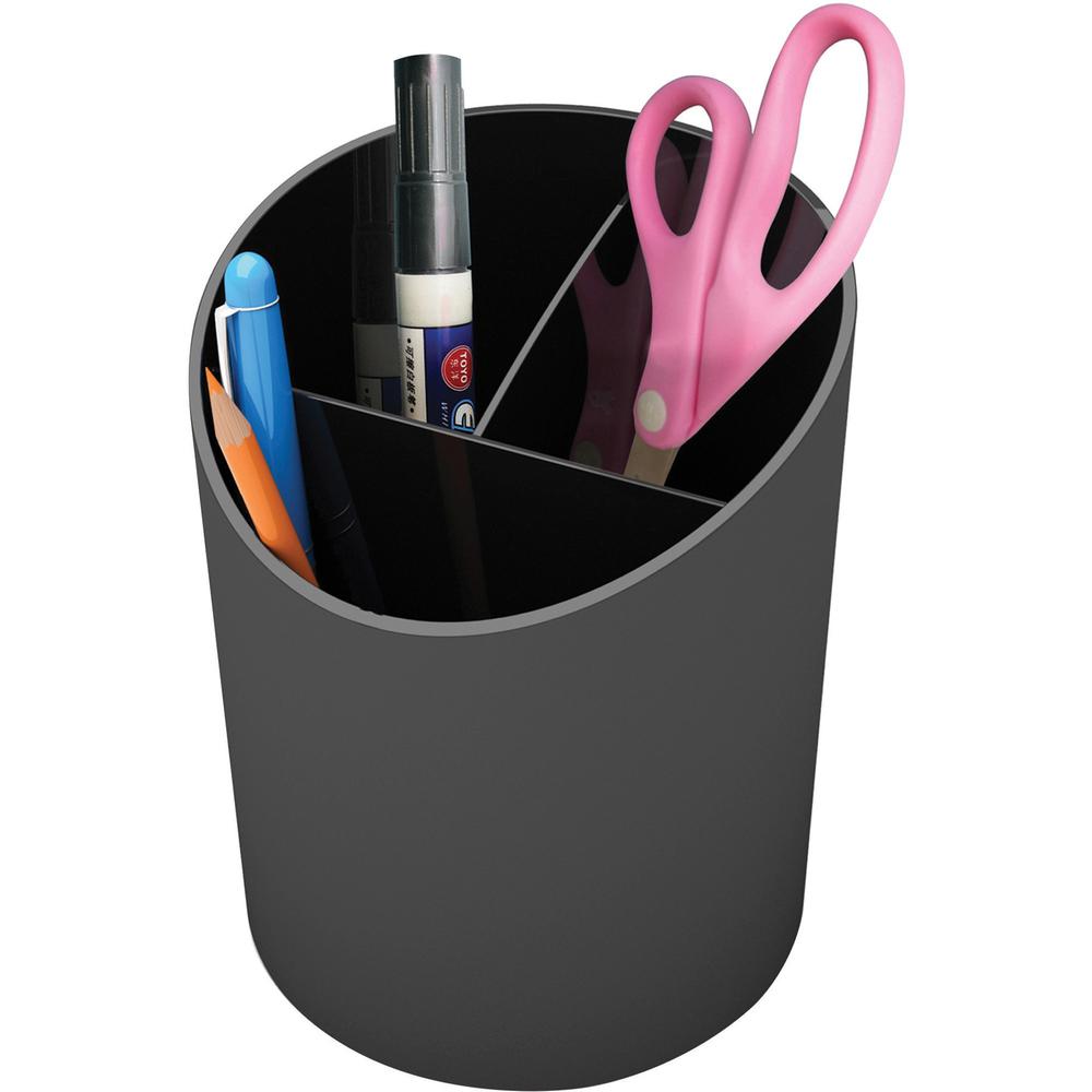 Deflecto Sustainable Office Recycled Large Pencil Cup - 5.6" x 4.4" x 4.4" - 1 Each - Black. The main picture.