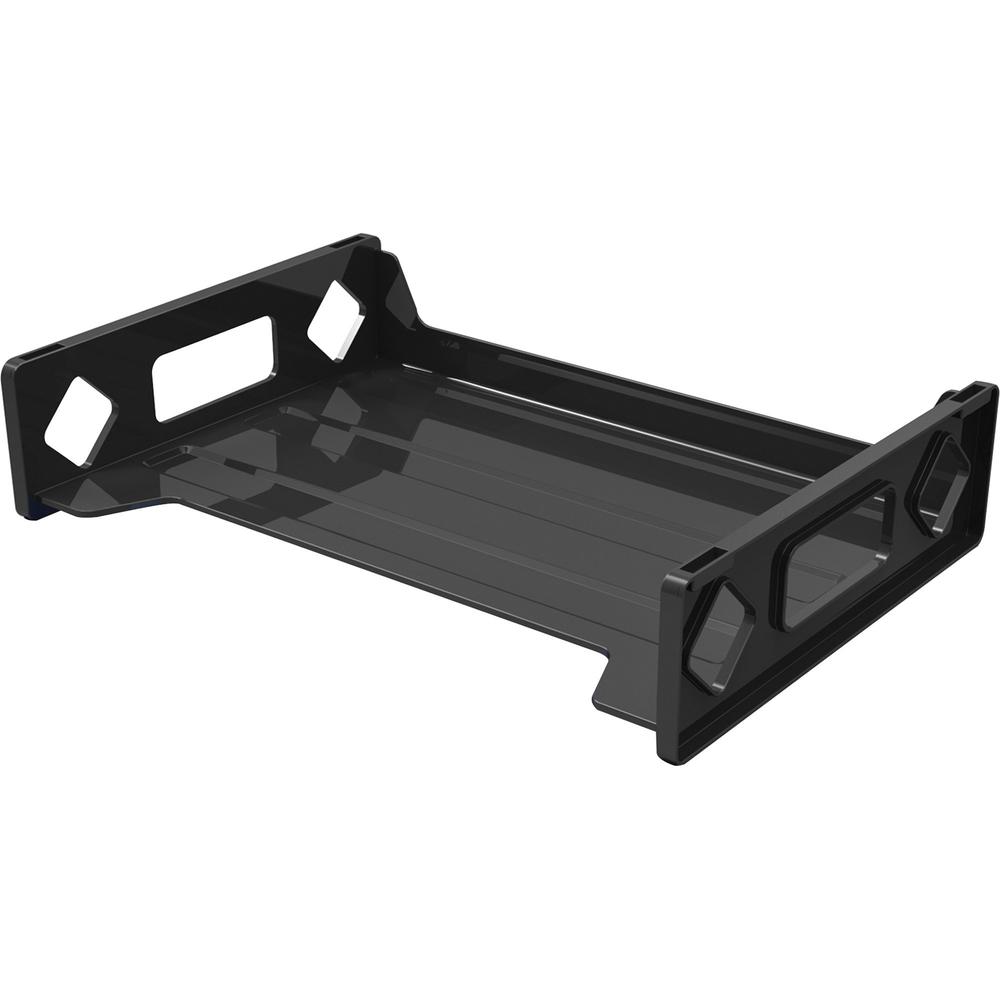 Deflecto Sustainable Office Stackable Desk Tray - 2.8" Height x 13" Width x 9" DepthDesktop - Durable, Stackable - 30% Recycled - Black - Plastic - 1 Each. Picture 1