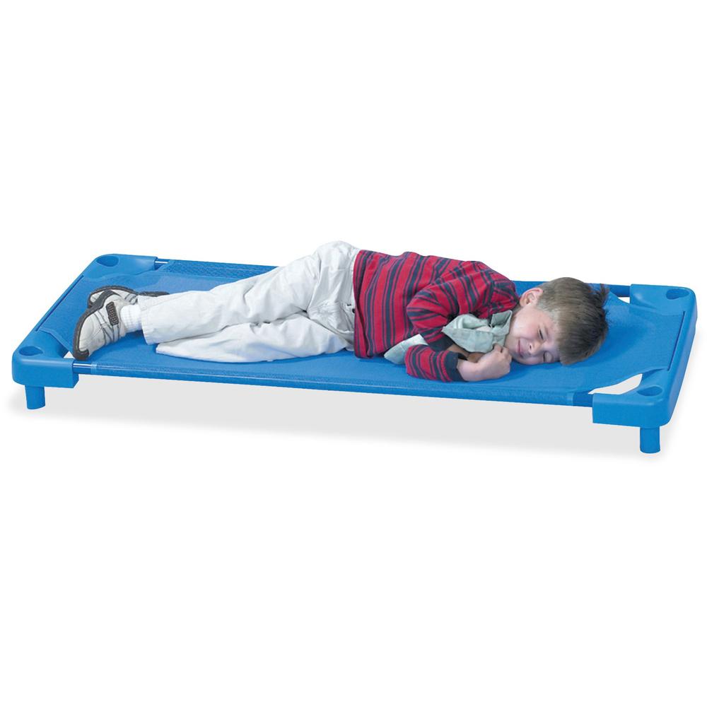 Children's Factory Full Size Cot - 100 lb - Blue - Steel, Polyester, Vinyl. Picture 1