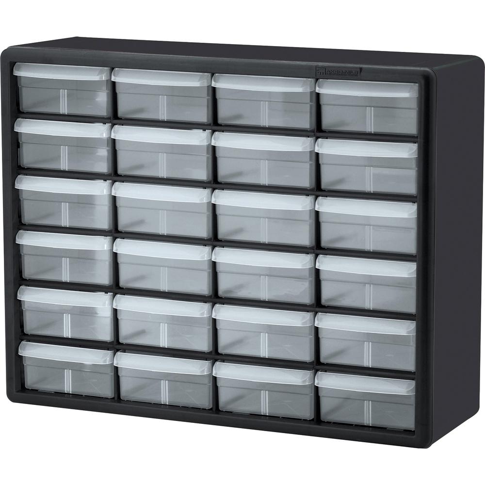 Akro-Mils 24-Drawer Plastic Storage Cabinet - 24 Drawer(s) - 15.8" Height6.4" Depth x 20" Length%Floor - Stackable, Finger Grip, Unbreakable - Black - Plastic, Polymer - 1 Each. Picture 1