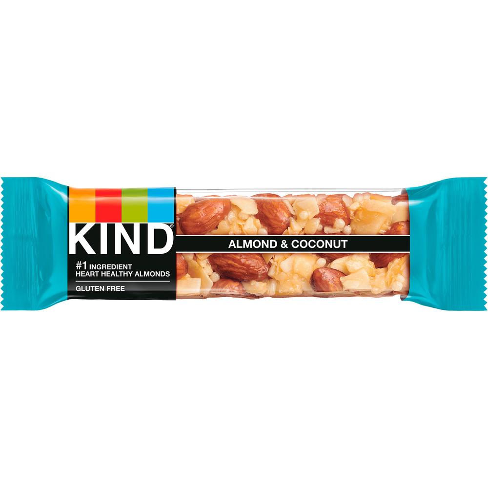 KIND Almond/Coconut Fruit and Nut Bars - Gluten-free, Wheat-free, Dairy-free, Non-GMO, Sulfur dioxide-free - Coconut, Almond - 1.40 oz - 12 / Box. Picture 1