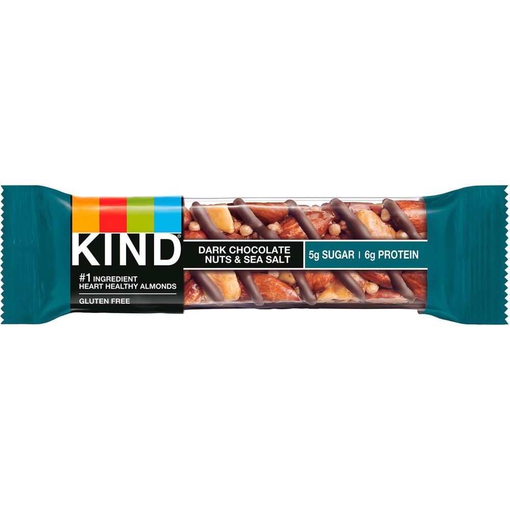 KIND Dark Chocolate Nuts/Sea Salt Snack Bars - Gluten-free, Non-GMO- 1.40 oz - 12 / Box. The main picture.