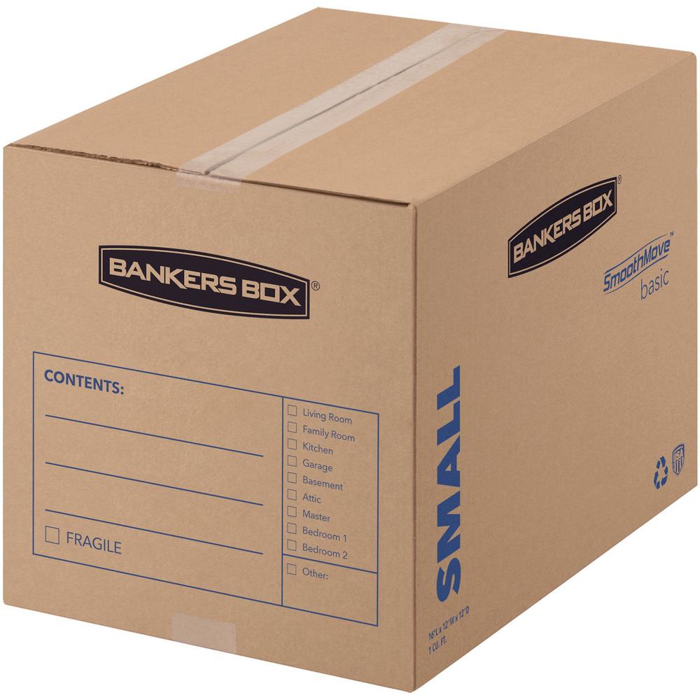 SmoothMove&trade; Basic Moving Boxes, Small - Internal Dimensions: 12" Width x 16" Depth x 12" Height - External Dimensions: 12.3" Width x 16.5" Depth x 12.6" Height - Heavy Duty - Corrugated - Kraft,. Picture 1