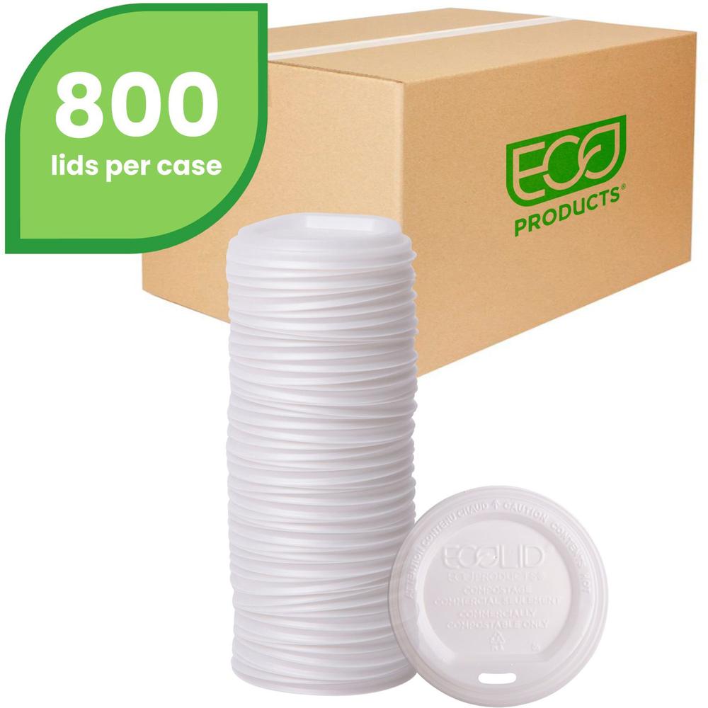 Eco-Products Renewable EcoLid Hot Cup Lids - Polylactic Acid (PLA) - 16 / Carton - White. Picture 1
