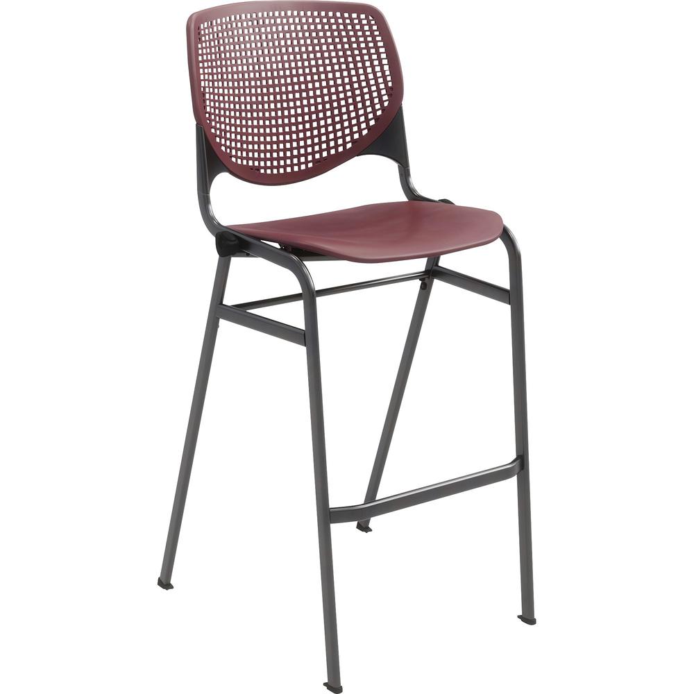 KFI Barstool with Polypropylene Seat and Back - Burgundy Polypropylene Seat - Burgundy Polypropylene Back - Silver Frame - 1 Each. Picture 1