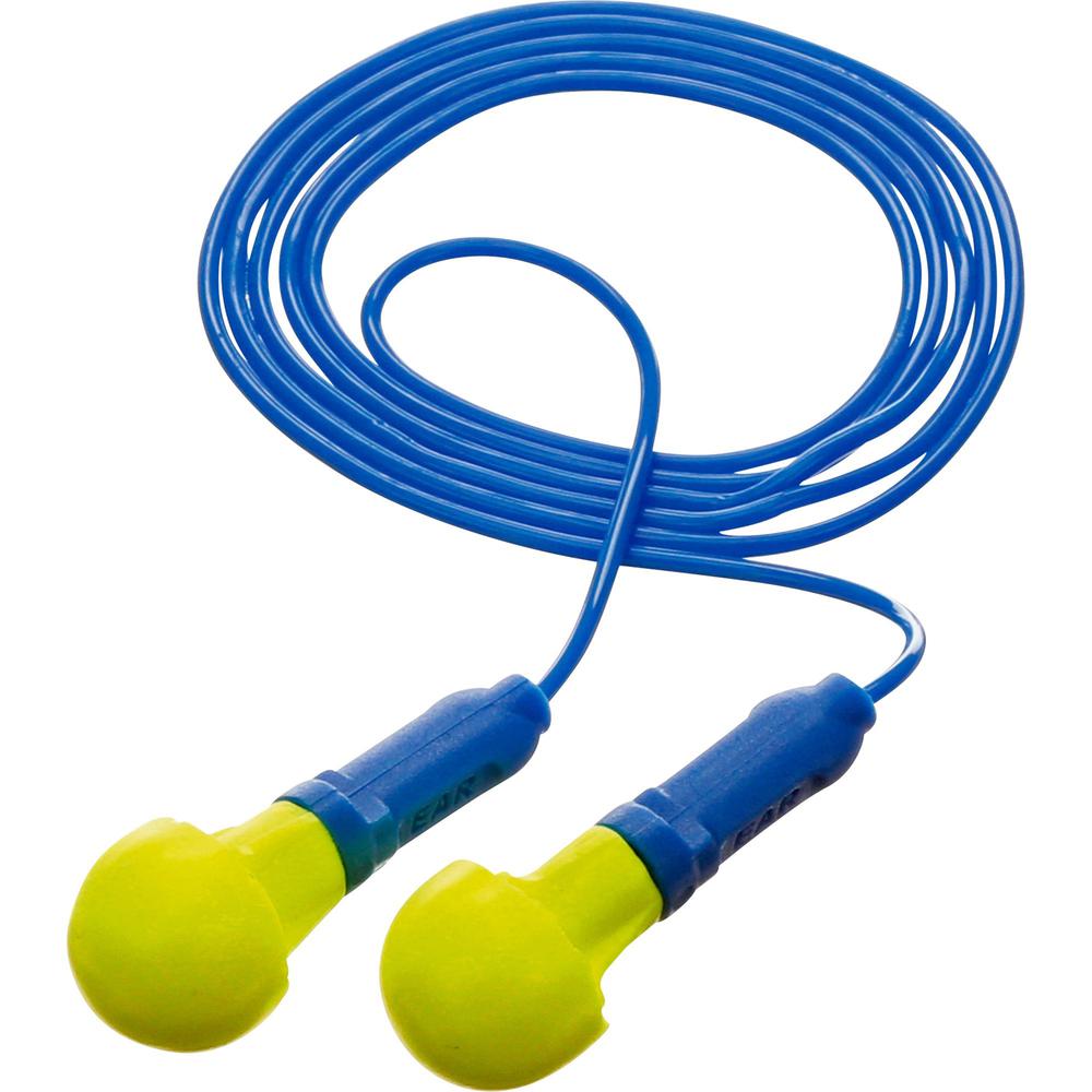 E-A-R Push-Ins Corded Earplugs - Noise Protection - Foam, Polyurethane - Yellow - Corded, Comfortable, Disposable - 200 / Box. Picture 1