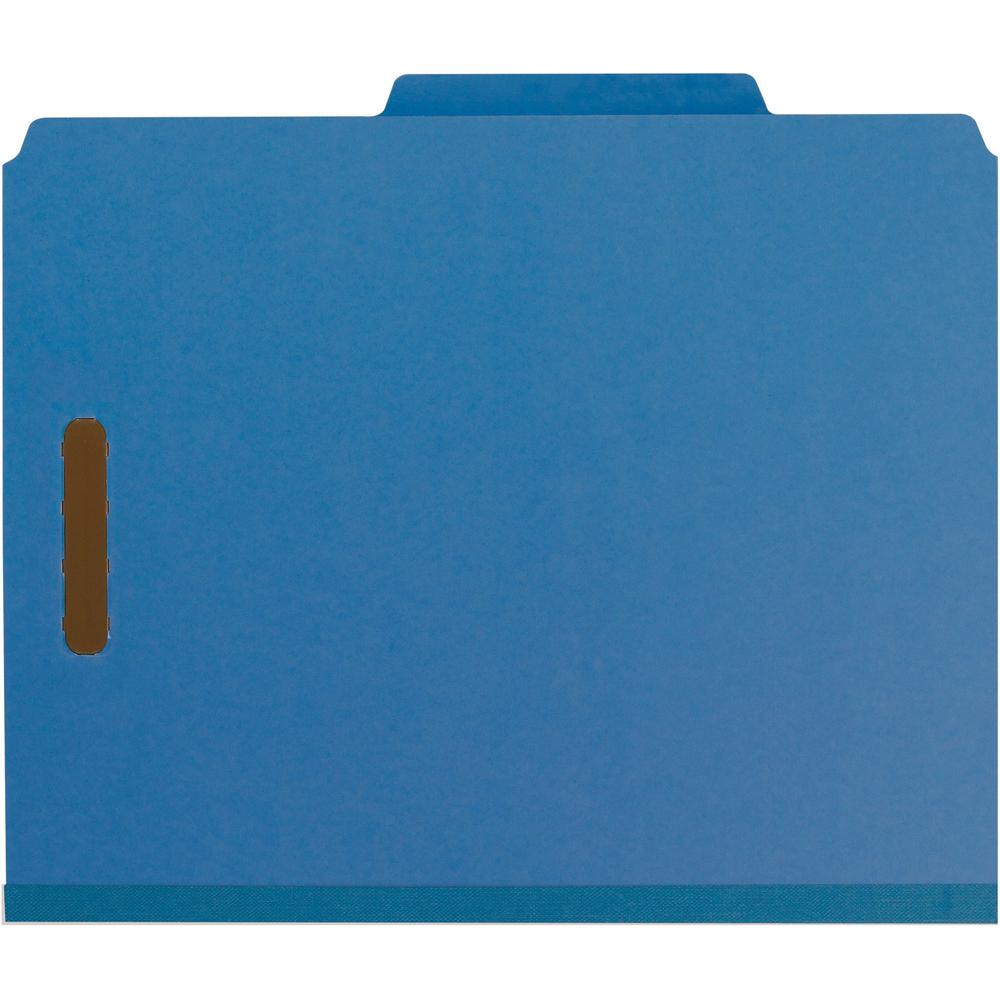Smead 2/5 Tab Cut Letter Recycled Classification Folder - 8 1/2" x 11" - 2" Expansion - 6 x 2K Fastener(s) - Top Tab Location - Right of Center Tab Position - 2 Divider(s) - Pressboard - Dark Blue - 1. Picture 1