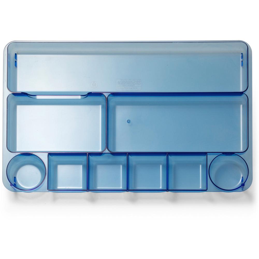 Officemate Blue Glacier Drawer Tray - 9 Compartment(s) - 1.1" Height x 14" Width x 9" DepthDesktop - Transparent Blue - 1 Each. Picture 1