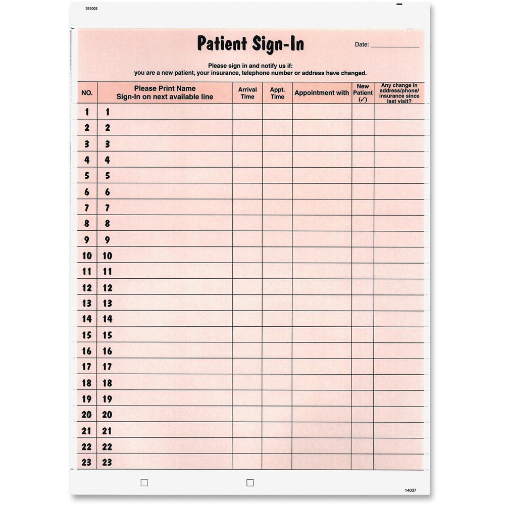 Tabbies Patient Sign-In Label Forms - 125 Sheet(s) - 8.50" x 11" Sheet Size - Salmon - 125 / Pack. Picture 1