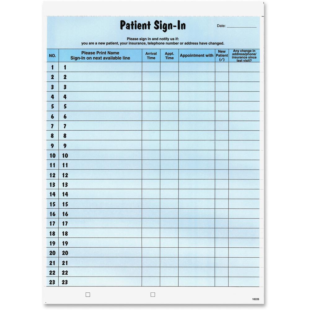 Tabbies Patient Sign-In Label Forms - 125 Sheet(s) - 8.50" x 11" Sheet Size - Blue - 125 / Pack. The main picture.