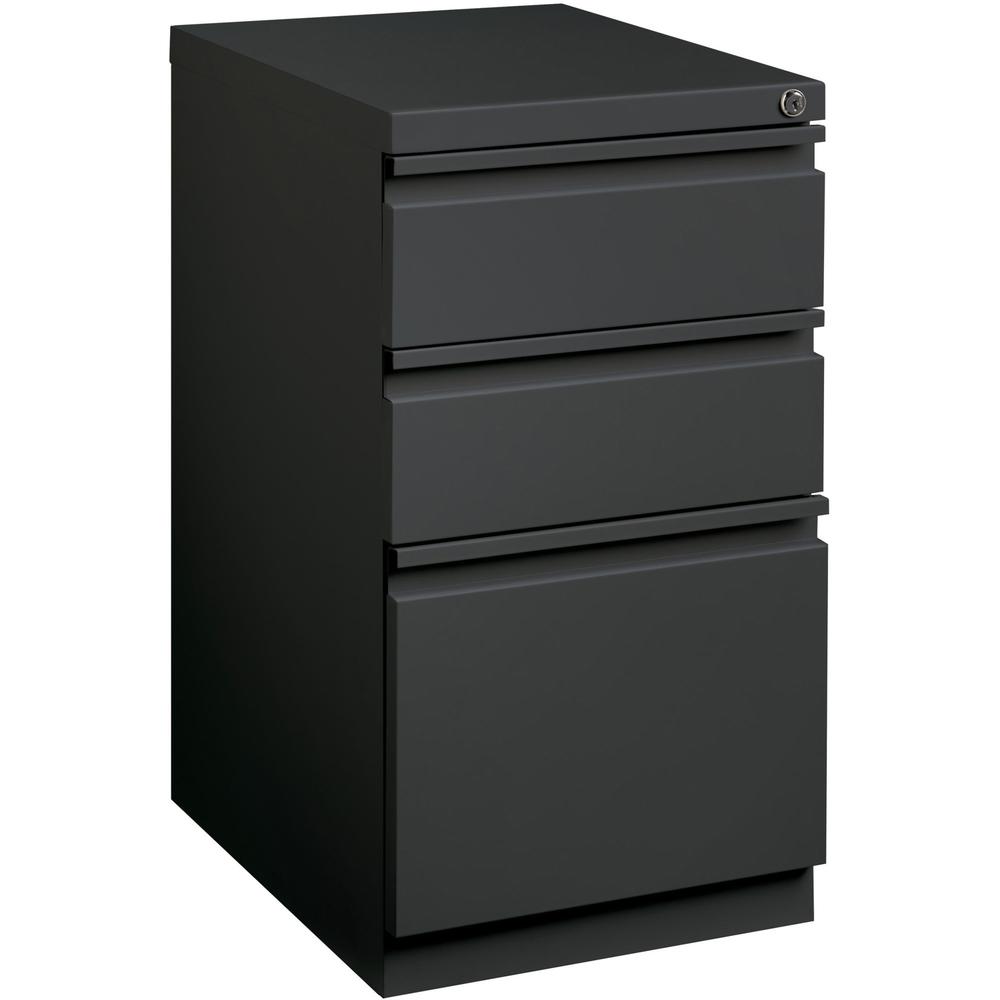 Lorell 20" Box/Box/File Mobile File Cabinet with Full-Width Pull - 15" x 19.9" x 27.8" - 3 x Drawer(s) for Box, File - Letter - Mobility, Casters, Drawer Extension, Security Lock, Recessed Drawer, Bal. Picture 1