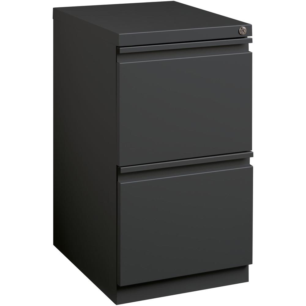 Lorell 20" File/File Mobile File Cabinet with Full-Width Pull - 15" x 19.9" x 27.8" - 2 x Drawer(s) for File - Letter - Recessed Drawer, Security Lock, Ball-bearing Suspension, Casters - Charcoal - St. Picture 1