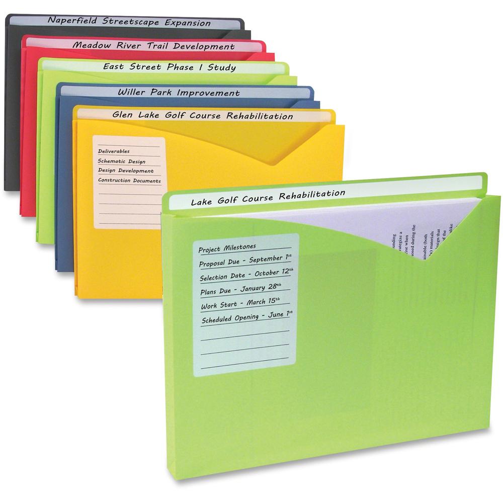 C-Line Write-On Poly File Jackets - Assorted Colors, 11 X 8-1/2, 25/BX, 63060. Picture 1