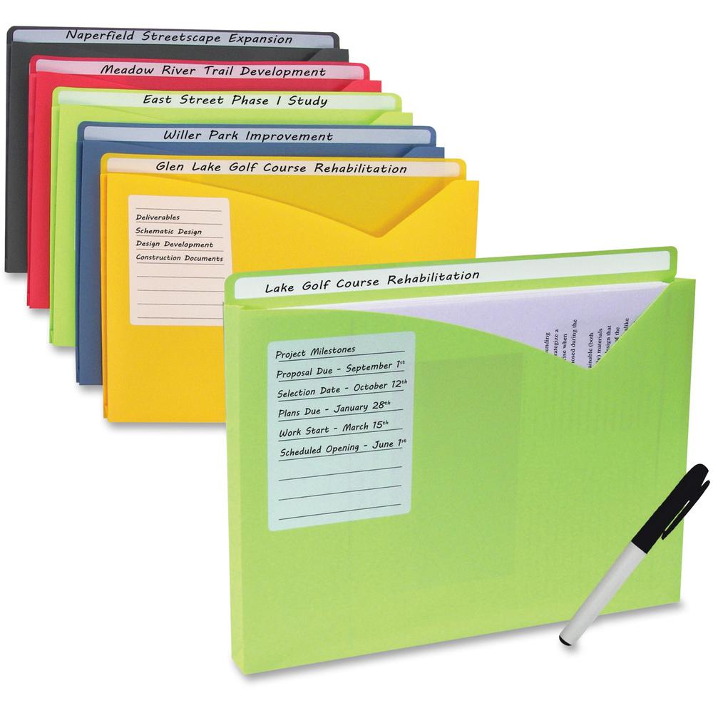 C-Line Write-On Poly File Jackets - Assorted Colors, 11 X 8-1/2, 10/PK, 63160. Picture 1