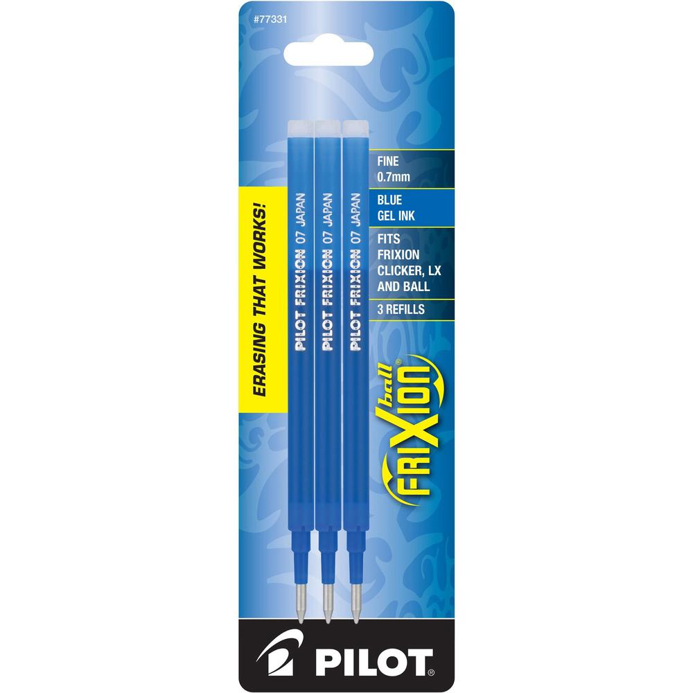 Pilot FriXion Gel Ink Pen Refills - 0.70 mm, Fine Point - Blue Ink - Eco-friendly, Wear Resistant, Tear Resistant, Erasable - 3 / Pack. The main picture.