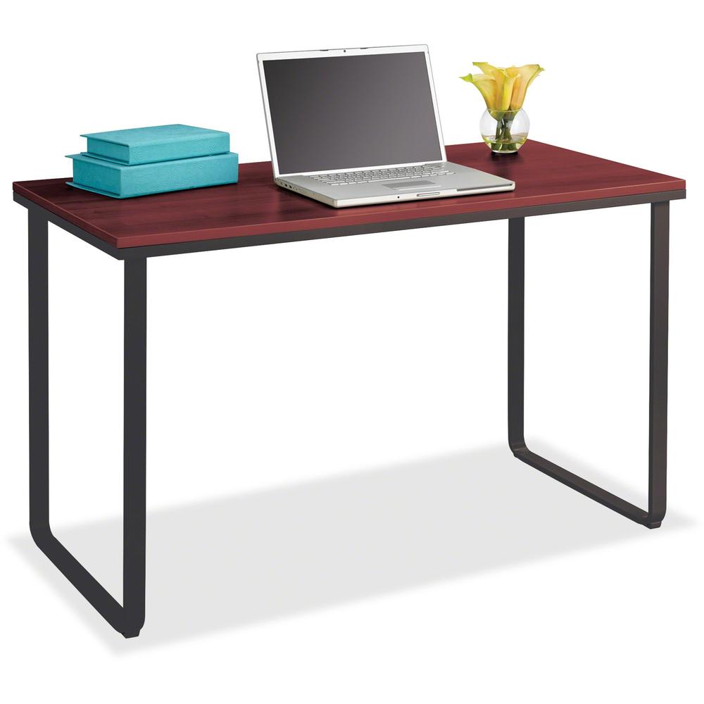 Safco Steel Workstation - Rectangle Top - U-shaped Base - 47.25" Table Top Width x 24" Table Top Depth x 0.75" Table Top Thickness - Assembly Required - Cherry, Black - Wood, Steel, Fiberboard. The main picture.